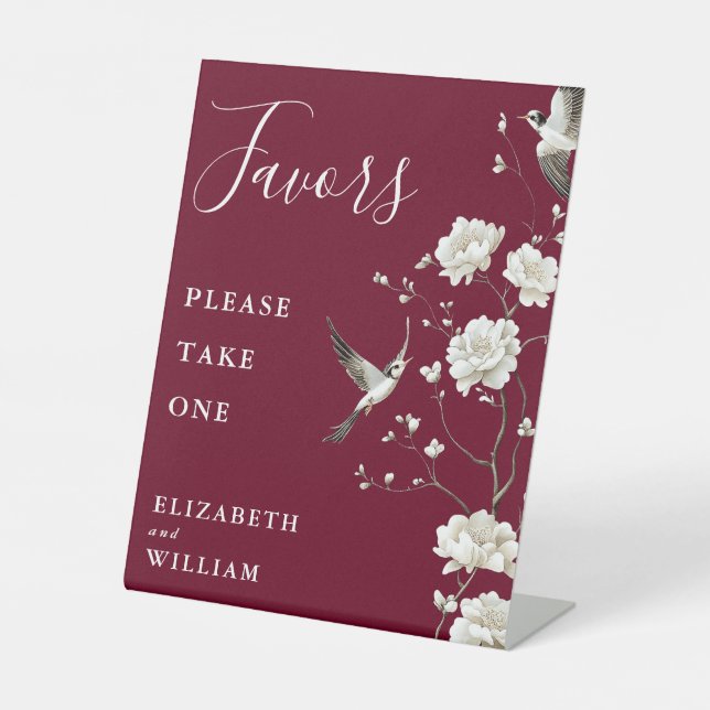 Signe De Table Favoris de mariage floraux de style chinoiserie bu (Recto)