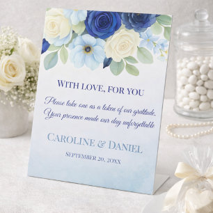 Signe De Table Favoris de mariage Navy Royal Bleu Ivoire Anemona 
