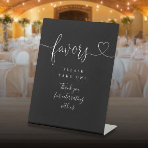 Signe De Table Favoris de script de coeur noir et blanc