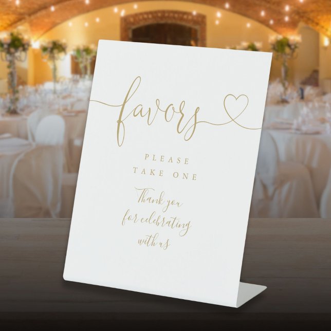 Signe De Table Favoris modernes Golc Heart Script (Modern Favors Golc Heart Script Pedestal Sign)