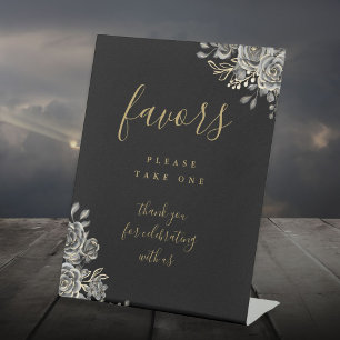 Signe De Table Favorise les roses florales gothiques noires et do