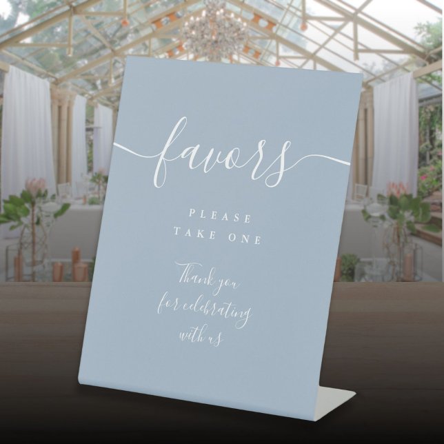 Signe De Table Favoriser Dusty Blue Modern Script Table (Favors Dusty Blue Modern Script Table Pedestal Sign)