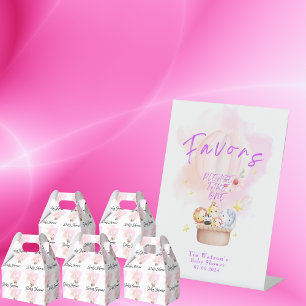 Signe De Table Favoriser le Safari animal bébé en ballon rose à a