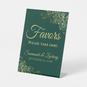 Signe De Table Favoriser One Emerald Green & Gold Mariage
