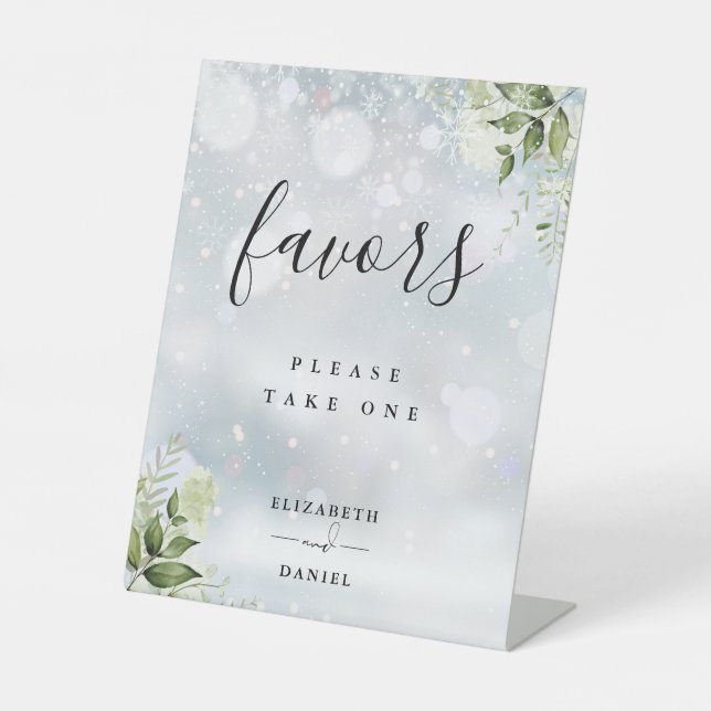 Signe De Table Favors de table de verdure florale d'hiver (Recto)