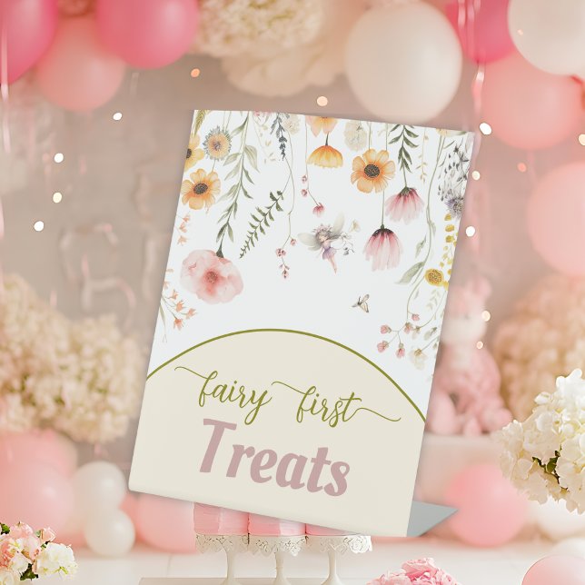 Signe De Table Fée de fleurs sauvages de fantaisie premier pannea (Créateur téléchargé)