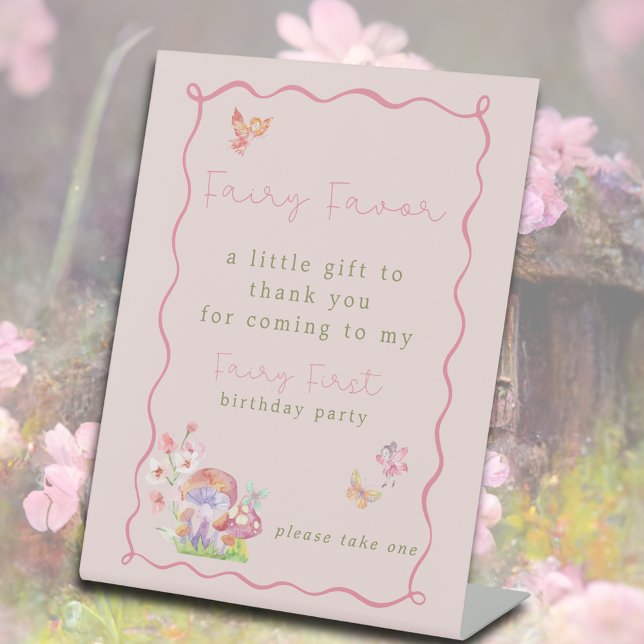 Signe De Table Fée Whimsical Premier anniversaire Fête Favoriser (Whimsical Fairy First Birthday Party Favor Pedestal Sign
)