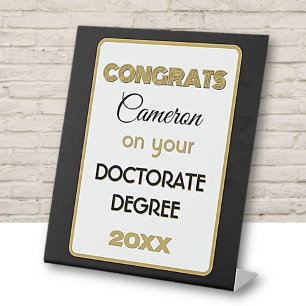 Signe De Table Félicitations au Doctorat ! Personnalisé