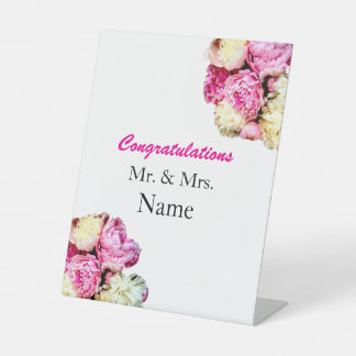 Signe De Table Félicitations Bannière personnalisée Pivoine Flora