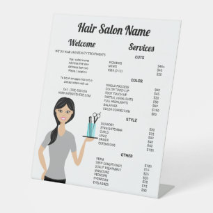 Signe De Table Femme Coiffeuse Mignonne Dessin Menu Salon de Coif