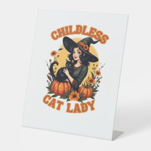 Signe De Table Femme de chat sans enfant sorcière - drôle chatte