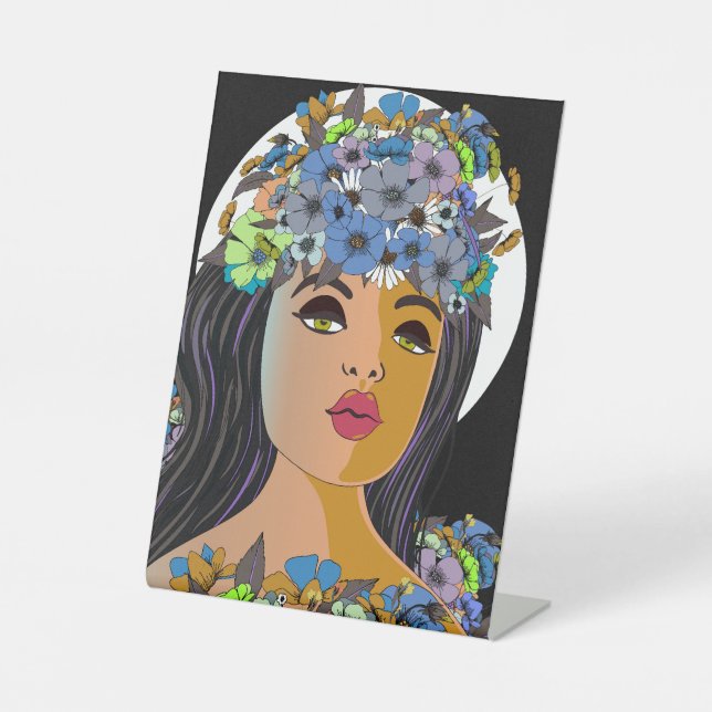 Signe De Table Femme florale Couronne de fleurs (Recto)