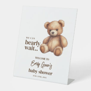 Signe De Table Fête bébé ours en peluche Nous pouvons à peine att