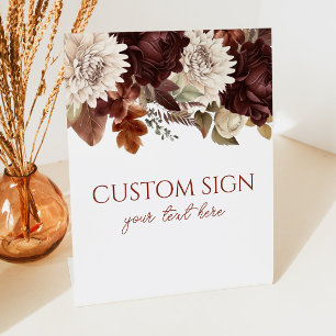 Signe De Table Fête Brown bordeaux foncé Floral Custom Party