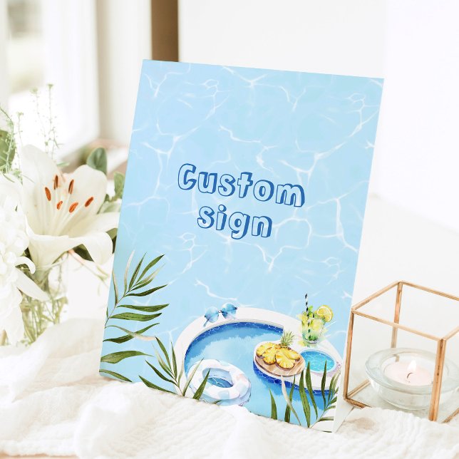 Signe De Table Fête d'anniversaire du pool personnalisée (Créateur téléchargé)