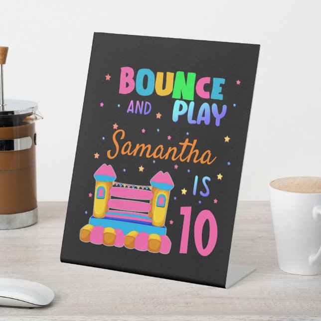 Signe De Table Fête d'anniversaire d'un bond gonflable  (In SItu)
