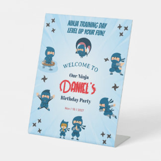 Signe De Table Fête d'anniversaire garçon Escouade Ninja Bleu Mig