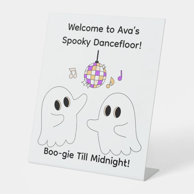 Signe De Table Fête d'anniversaire Halloween | Fantôme de piste d (Recto)