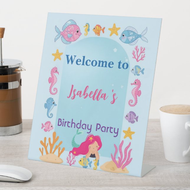 Signe De Table fête d'anniversaire magique de mermaid arc-en-ciel (In SItu)