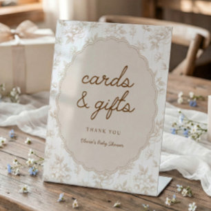 Signe De Table Fête de bébé Cartes & Cadeaux Beige Crème Vintage