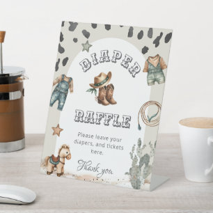 Signe De Table Fête de bébé cowboy Western Howdy Tirage au sort d