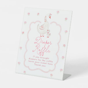 Signe De Table Fête de Bébé Fleur Rose Oie Ridicule Tirage au Sor
