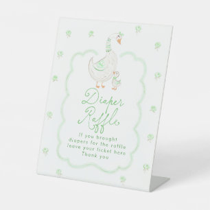Signe De Table Fête de Bébé Fleurale Verte Oie Ridicule Tirage au