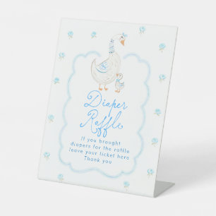Signe De Table Fête de Bébé Fleurie Oie Bleue Tirage au Sort de C