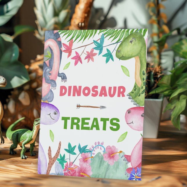 Signe De Table Fête de gâteau de fille mignonne dinosaure 1er ann (Créateur téléchargé)