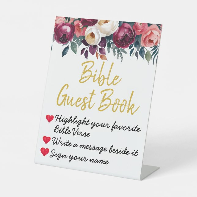 Signe De Table Fête de graduation Bible Invité Livre Table de réc (Recto)
