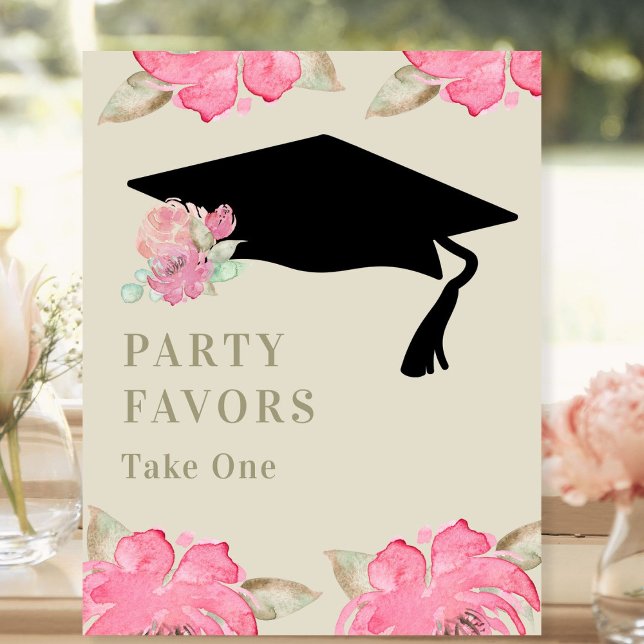 Signe De Table Fête de graduation rose florale pour (Créateur téléchargé)