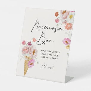 Signe De Table Fête de mariage Floral Mimosa Coloré Bar