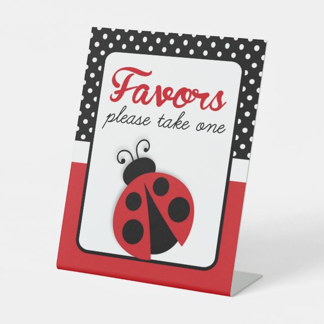 Signe De Table Fête de naissance coccinelle ou Faveur de fête d'a (Recto)
