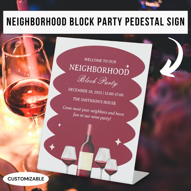 Signe De Table Fête de quartier au vin rouge (Créateur téléchargé)