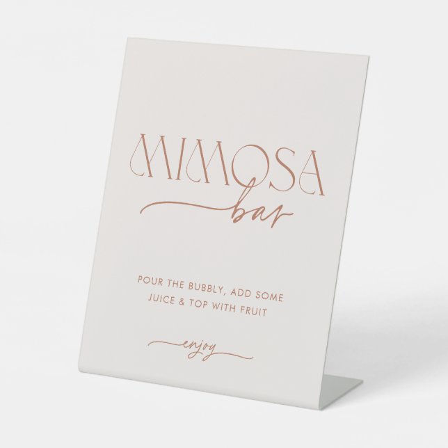 Signe De Table Fête des mariées Boho minimale barre Mimosa (Recto)