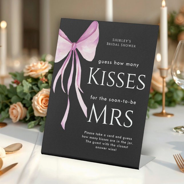 Signe De Table Fête des mariées Bow Rose Blush Devine Combien De  (Créateur téléchargé)