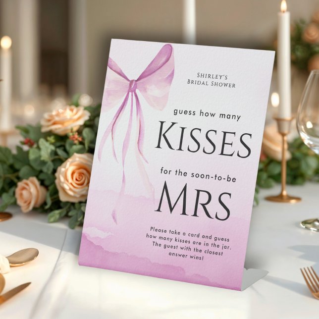 Signe De Table Fête des mariées Bow Rose Blush Devine Combien De  (Créateur téléchargé)