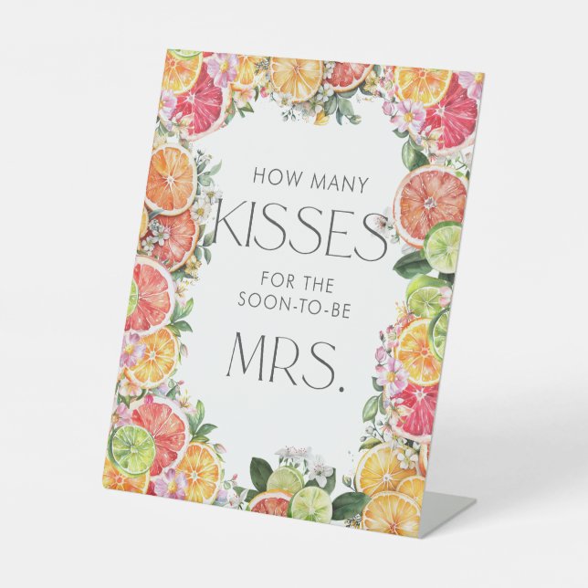 Signe De Table Fête des mariées Citrus Combien de baisers (Recto)