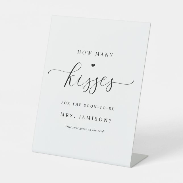 Signe De Table Fête des mariées Combien De Baisers Jeu Élégant Si (Recto)