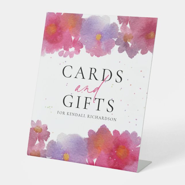 Signe De Table Fête des mariées d'aquarelle florale (Recto)