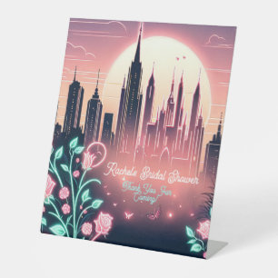 Signe De Table Fête des mariées de néon futuriste Rose électrique