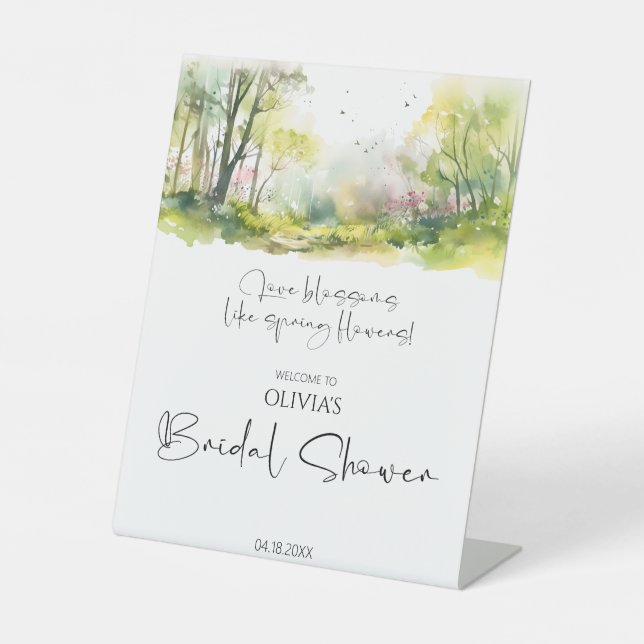 Signe De Table Fête des mariées de printemps rustique Woodland (Recto)