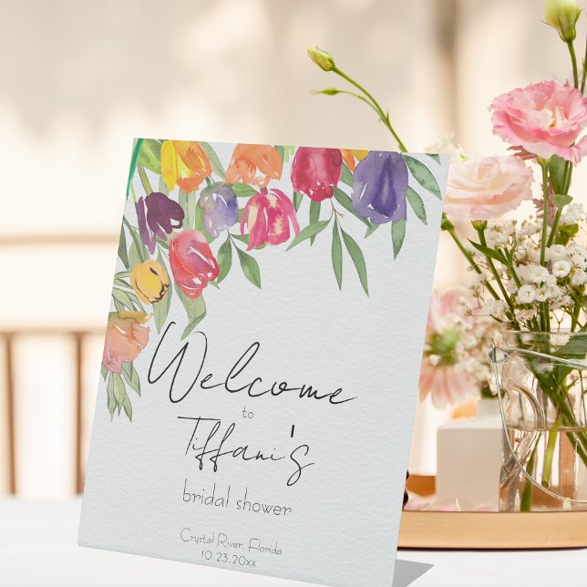 Signe De Table Fête des mariées des tulipes brillantes et amusant (Créateur téléchargé)