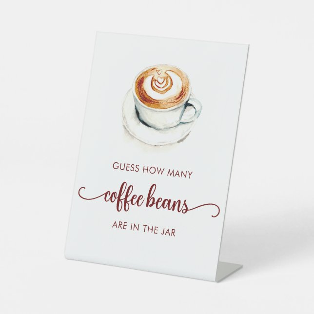 Signe De Table Fête des mariées Devine Combien De Fèves De Café (Recto)