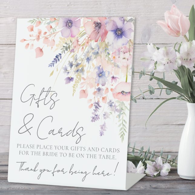 Signe De Table Fête des mariées fleur sauvage (Wildflower Bridal Shower Pedestal Sign)
