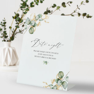 Signe De Table Fête des mariées Gold Green Date Jar de nuit