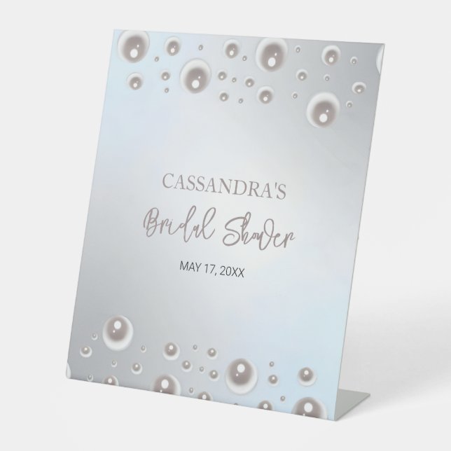 Signe De Table Fête des mariées minimale en argent perle blanche (Recto)