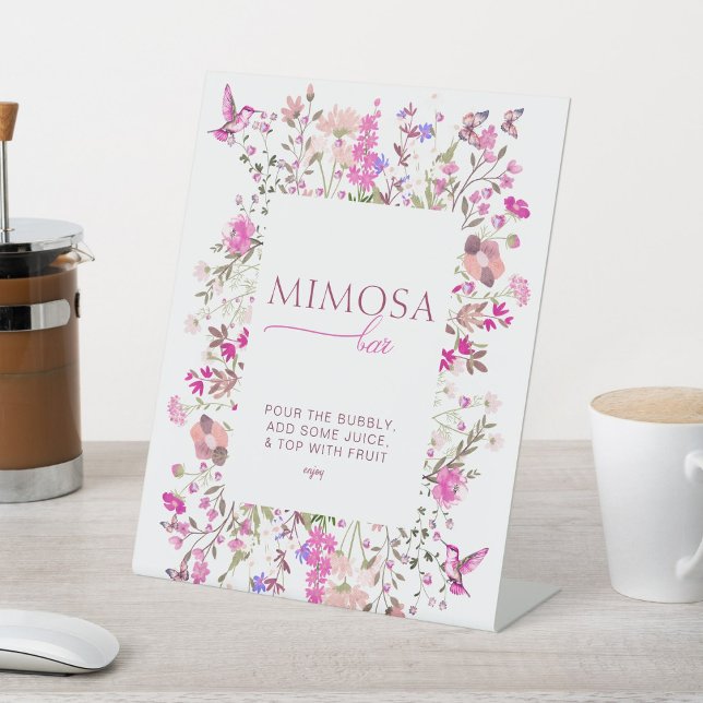 Signe De Table Fête Prénatale au Bar Mimosa Rose Rubis Pastel Chi (Créateur téléchargé)