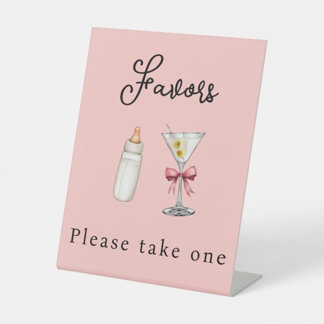 Signe De Table Fête Prénatale Moderne pour Bébé Fille avec un Pet (Recto)