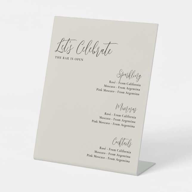 Signe De Table Fêtons la Fête des mariées d'ivoire Bar (Recto)